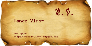 Mancz Vidor névjegykártya